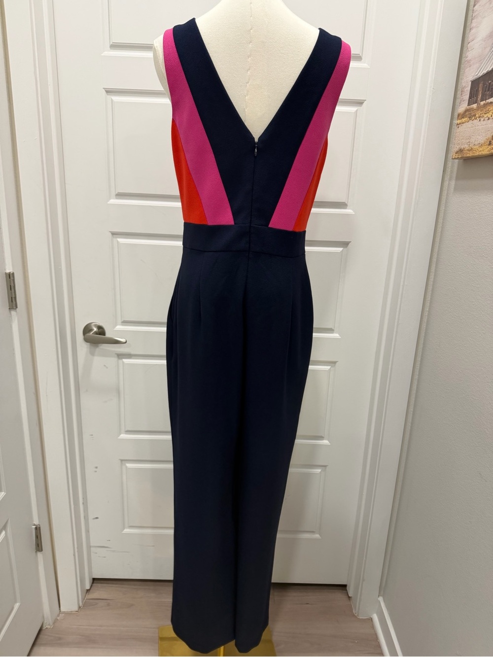 Vince Camuto Navy Wide-Leg Jumpsuit with Pink Colorblock Bodice - Picture 8 of 11